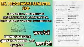 Economics (Intermediate Microeconomics 1:- Behavioural Foundation Of Market Intersection Seme. 3 BA