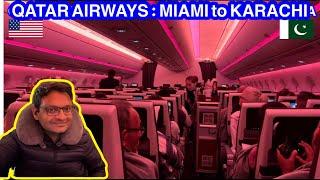 Qatar airways trip report honest review Economy class 2024 Miami to Karachi via Doha