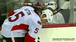 Andy Sutton destroys Jordan Leopold NHL Playoffs 2010