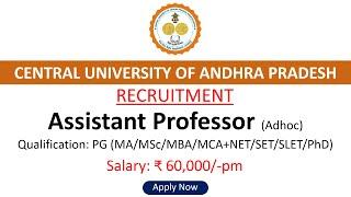 Assistant Professor Job in Central University of  Andhra Pradesh | Central University job