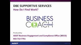 ArizonaDOT - Business Coach - How Do I Find Work?