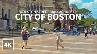 [4K] BOSTON TRAVEL - Boylston Street, Boston Public Library, Trinity Church, Massachusetts, Travel