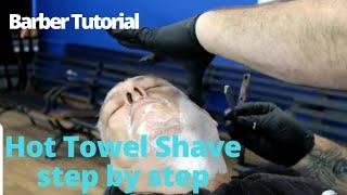 Full Barber Tutorial/ Hot Towel Shave / in realtime