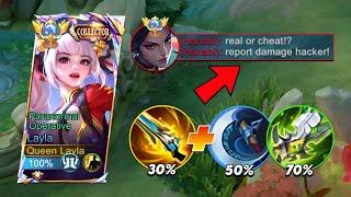 TOP GLOBAL LAYLA WTF DAMAGE BUILD!! 100% DAMAGE HACK!? (Must try) - Mobile Legends