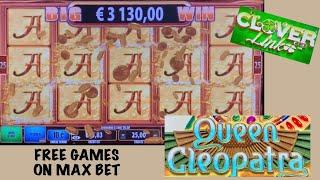 Queen Cleopatra FREE GAMES on €25 MAX BET - FULL SCREEN - BIG WIN Jackpot Clover Link Slot Machine