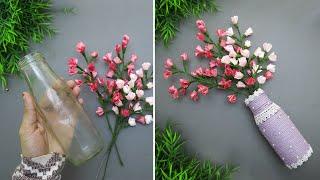 How To Make Ribbon Flowers And Beautiful Vase EasilySatin Ribbon Flowers | DIY Vase