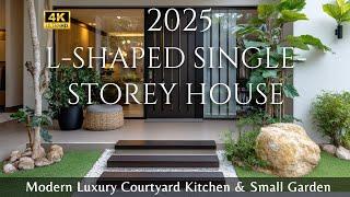 2025 Modern Home Trends: Elegant L-Shaped Single-Storey with Luxury Courtyard Kitchen & Small Garden