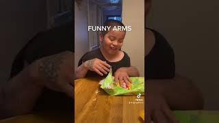 Funny arms with son