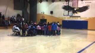 Drum ceremony during Indigenous Earth Day Celebration at LCO school