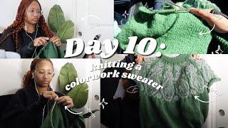 day 10 of knitting a colorwork sweater (halibut sweater) | knit vlog #66