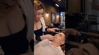 ASMR: Excellent Service by Thai Female Barber! (Haircut, Shave, Wax, Face Massage) #shorts