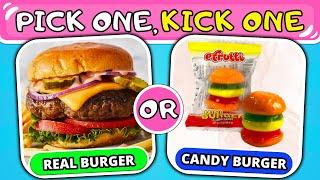 Pick One, Kick One - Real Food VS Candy! 