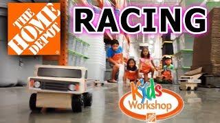 Home Depot Race Car Kids Workshop   RACING IN THE AISLES!