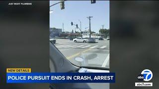 Video captures close-up view of chase ending in crash in South LA