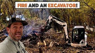 #793 - FIRE And An Excavator! (Cleaning Up An Overgrown Mountainside...)