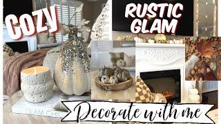 NEW !! RUSTIC GLAM COZY DECORATE WITH ME | 2023 COZY LIVING ROOM DECOR IDEAS