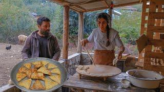 Daily Village Life in Family's Mountain Village Hut! We cooked Samsa with potatoes