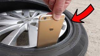 EXPERIMENT: iPHONE in a CAR TIRE