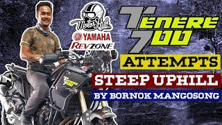 Bornok Mangosong attempts steep uphill in Davao with Tenere700