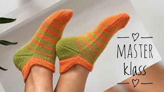 СУПЕР ПРОСТАЯ МОДЕЛЬ СЛЕДКОВ СПИЦАМИ. Подробный мастер класс. Knitting socks.