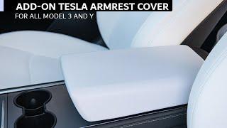 Tesla Model 3 Y Premium Center Console Armrest Cover Protector | Easy 15 sec. Installation