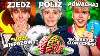 ZJEDZ POLIŻ POWĄCHAJ CHALLENGE | Dominik Rupiński & Jasper & Paweł Zmitrowicz