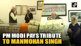 PM Modi, Amit Shah pay tribute to former PM Manmohan Singh at his residence in Delhi