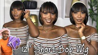 MUST TRY! 12" Short Bob Wig with Bangs | Best Synthetic Wig ft. Toyotress Hair |Jodi The Island Girl