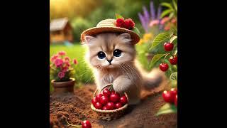 How a Curious Kitty Built Her Cherry Paradise #Shorts #CatAdventures #CuteKitty #cat #catlover #ai