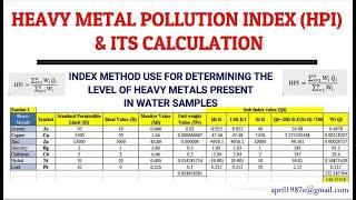 Heavy Metal Pollution Index (HPI) and its Calculation
