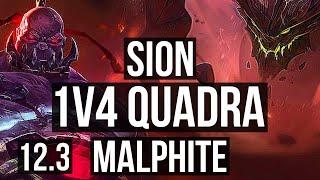 SION vs MALPH (TOP) | 1v4 Quadra, 7 solo kills, Legendary, Rank 12 Sion | BR Grandmaster | 12.3