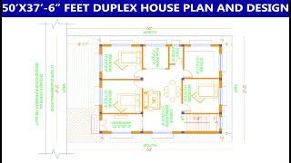 50' X 37'-6''HOUSE PLAN/WEST FACING HOUSE PLAN/3BEDROOM DUPLEX HOUSE DESIGN/HOUSE PLAN WITH INTERIOR