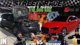 INSANE DRAMA STREET RACE TRACKHAWK RSP BUILT VS NC BUILT RS3 REDRUM DAZA AUDI WHAT A RACE HEATED !