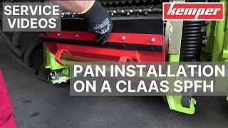 Installation of the pan on a Claas forage harvester