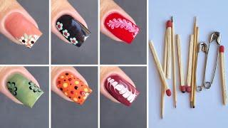 Easy Nailart Compilation at Home || Nailart using toothpicks & Safety pin  || Easynailart at Home