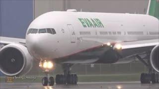 NEW LIVERY - EVA Air Boeing 777-300ER Departure Into Heavy Fog Bank @ KPAE Paine Field