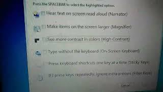 Windows 7 ease of access all options