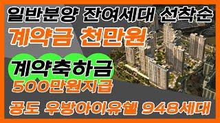 안성 공도 우방아이유쉘 아파트 948세대중 잔여세대 선착순 동호 지정 계약