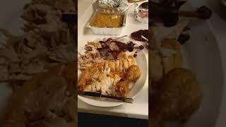 Smoked turkey and dressing holiday feast and spread