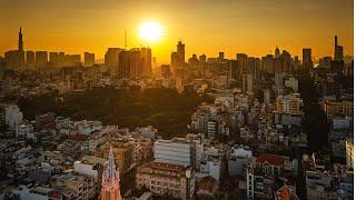 SAIGON, HO CHI MINH CITY, VIETNAM FLYCAM SKYLINE DRONE 2024