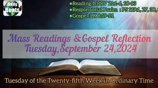 Today's Catholic Mass Readings and Gospel|Tuesday|september 24,2024|Daily  beats.#masstoday#Gospel