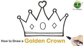 兒童簡筆畫手工閃亮皇冠 How to Draw a Sparkly CROWN using GLITTER | Easy Drawings for kids【西瓜寶寶學畫畫學英語】兒童繪畫 簡筆畫教程