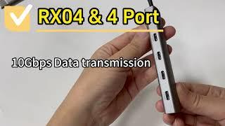 RX04 4 Ports USB C HUB 10Gbps Data Transmission