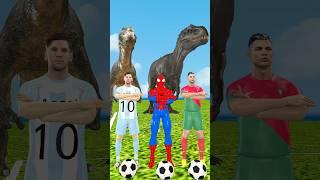 T-rex Dinosaur Football challenge end Spider-Man vs ronaldo vs messi #spiderman #dinosaur #messi