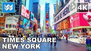 [4K] TIMES SQUARE in New York City USA Virtual Walking Tour Vlog & Vacation Travel Guide