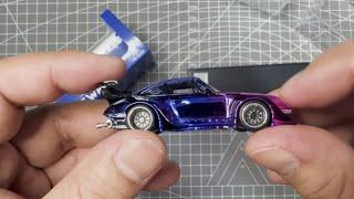 Unboxing Street Warrior x Ghost Player 1:64 Porsche RWB 993 Gradient Chrome Purple