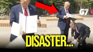 Trump DROPS PAPERS in Front of WORLD LEADERS