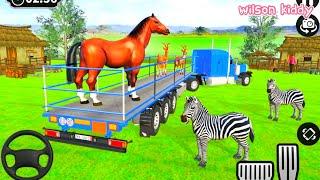 Mobil Truk Angkut Binatang Anjing Polisi Singa Sapi Kuda | Game Wilson Kiddy