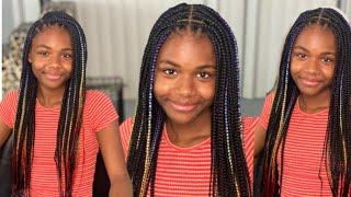 Rainbow Knotless Box Braids Start to Finish