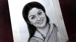 How to Draw Indian Classical Dancer Sudha Chandran Drawing